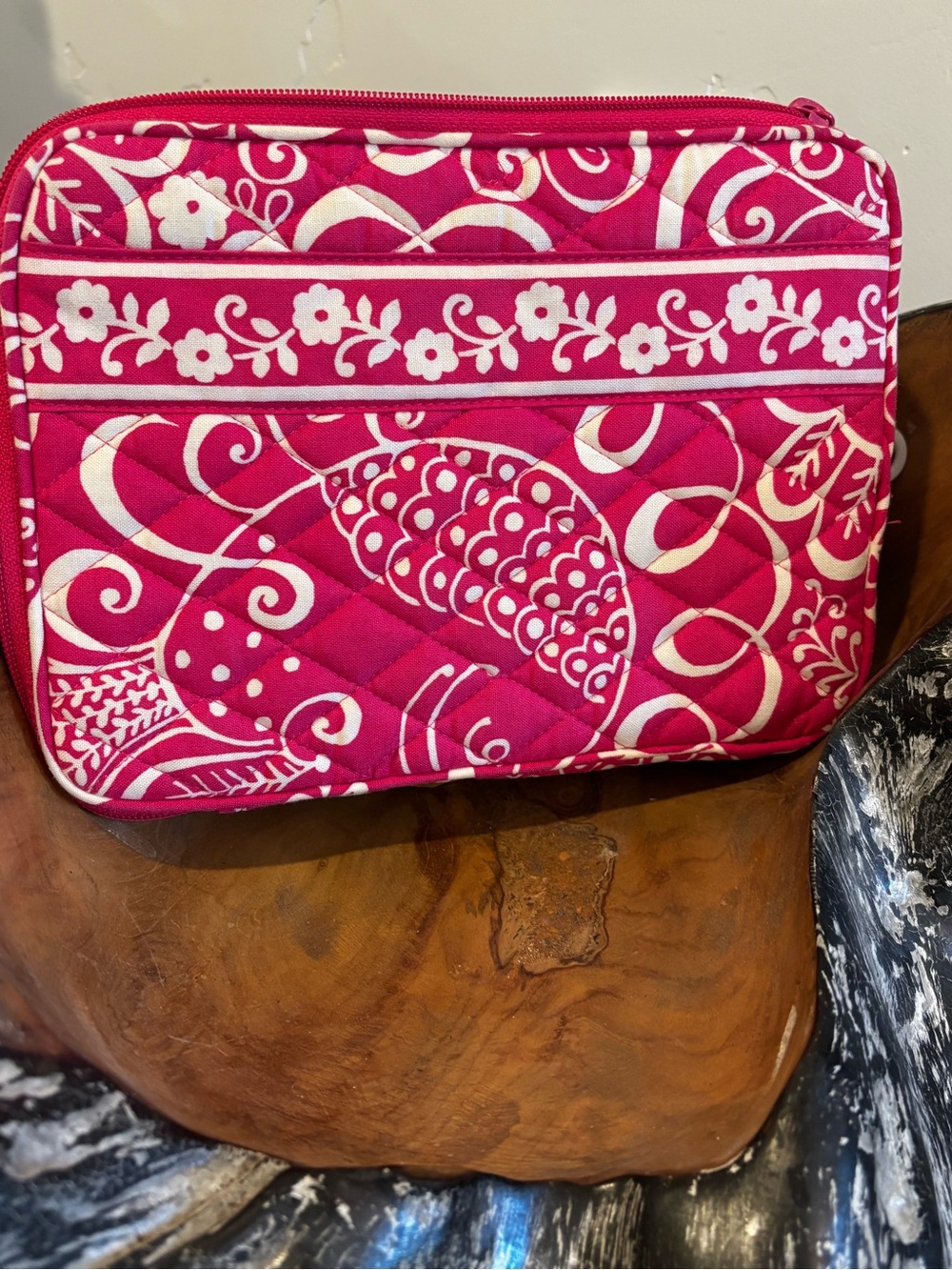 Quilted Pink Floral Print Travel Pouch -Vera Bradley